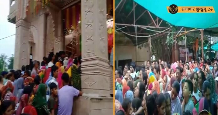 नवलगढ़ में बाबा रामदेव के मंदिर में उमड़ी श्रद्धालुओं की भीड़