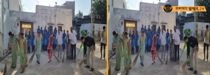 सूरजगढ़ में स्वच्छता के लिए बालिका विद्यालय स्टाफ और छात्राओं की पहल, सफाई अभियान शुरू किया, कपड़े के थैले बांट