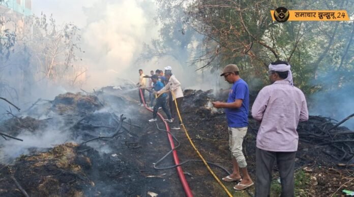 बीकेबीआईईटी कॉलेज के पास नोहरे में लगी आग, दमकल की गाड़ियों ने काबू पाया