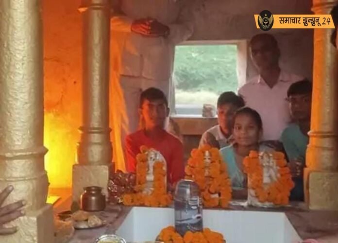 खेतड़ी के बबाई में शिव परिवार प्राण प्रतिष्ठा समारोह: नगर भ्रमण के साथ मूर्तियों की स्थापना, जन सहयोग से हुआ मंदिर जीर्णोद्धार