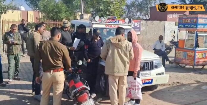 पिलानी में पुलिस का सख्त एक्शन: अवैध वाहनों पर छापा, कई वाहन जब्त