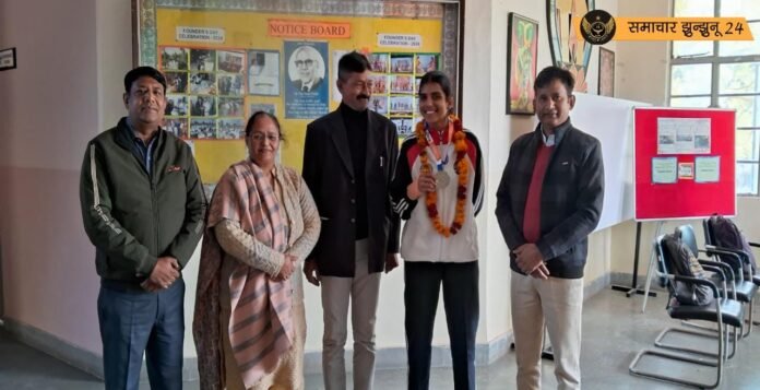 क्वान कि डो की नेशनल लेवल की चैम्पियनशिप में मंडेलिया महाविद्यालय की छात्रा खुशबू ने जीता सिल्वर मेडल, महाविद्यालय में हुआ सम्मान