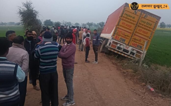 तेज रफ्तार कंटेनर ने चिड़ावा में मचाई सनसनी, डीएसटी और पुलिस टीम ने पीछा कर पकड़ा