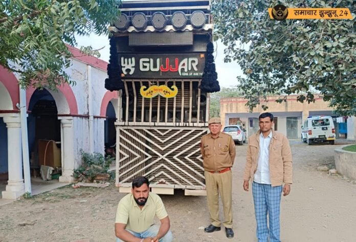 खेतड़ी पुलिस की कार्रवाई: कॉपीराइट एक्ट के तहत डीजे जब्त, बिना लाइसेंस के बजा रहा था कंपनी के गाने, आरोपी गिरफ्तार