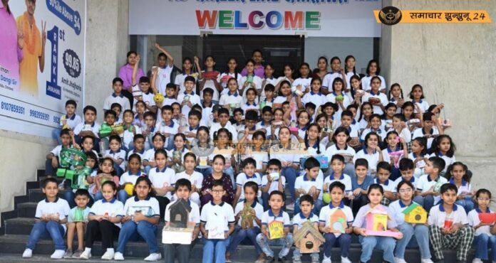 एम. डी. लिटिल फ्लॉवर स्कूल में छात्रों ने गर्मी में पक्षियों की मदद के लिए विद्यालय परिसर में 300 से अधिक परिंडे लगाए