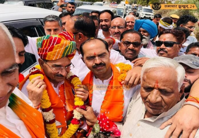 चिड़ावा: भाजपा प्रदेशाध्यक्ष मदन राठौड़ का चिड़ावा ओजटू बाईपास पर कार्यकर्ताओं ने किया स्वागत