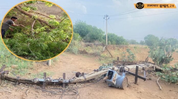 चिड़ावा में तेज आंधी से बिजली विभाग को भारी नुकसान, करंट की चपेट में आकर युवक गंभीर घायल, अंधड़ से ढही बिजली व्यवस्था, कई ट्रांसफॉर्मर और खंभे टूटे